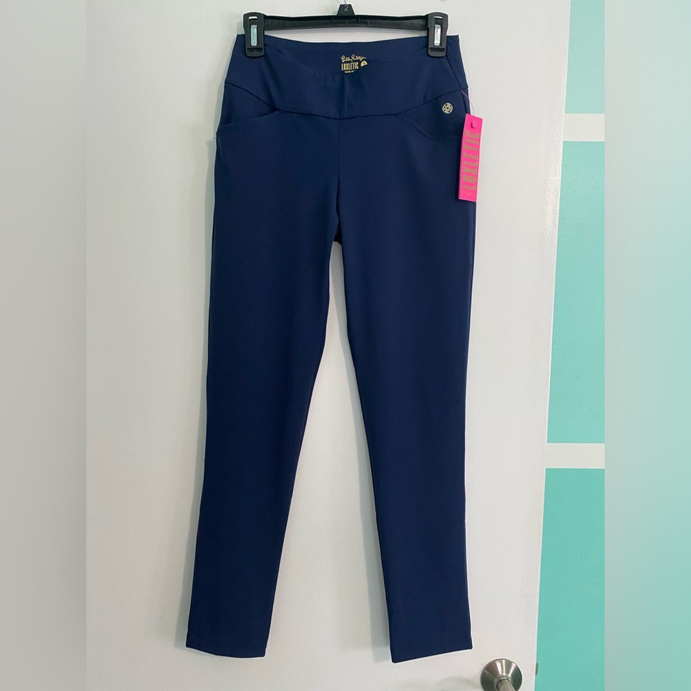New with Tags Lilly Pulitzer Luxletic Corso Pants size 2 Navy Blue NWT stretchy